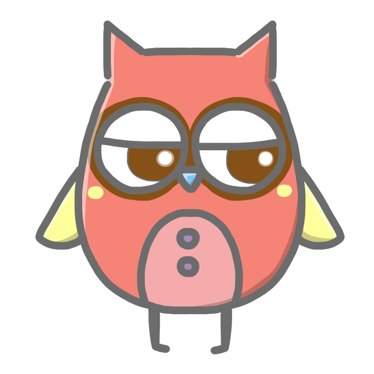 にじいろのオリジナルキャラクター（濃いオレンジのフクロウ）